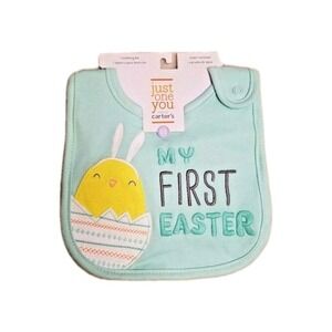 Carters Just One You My First Easter Teething Bib with Baby Chick in Green